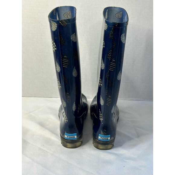 Women's Toms Cabrilla Rain boots Moonlight Blue Raindrop Print Size 9 - Picture 5 of 6